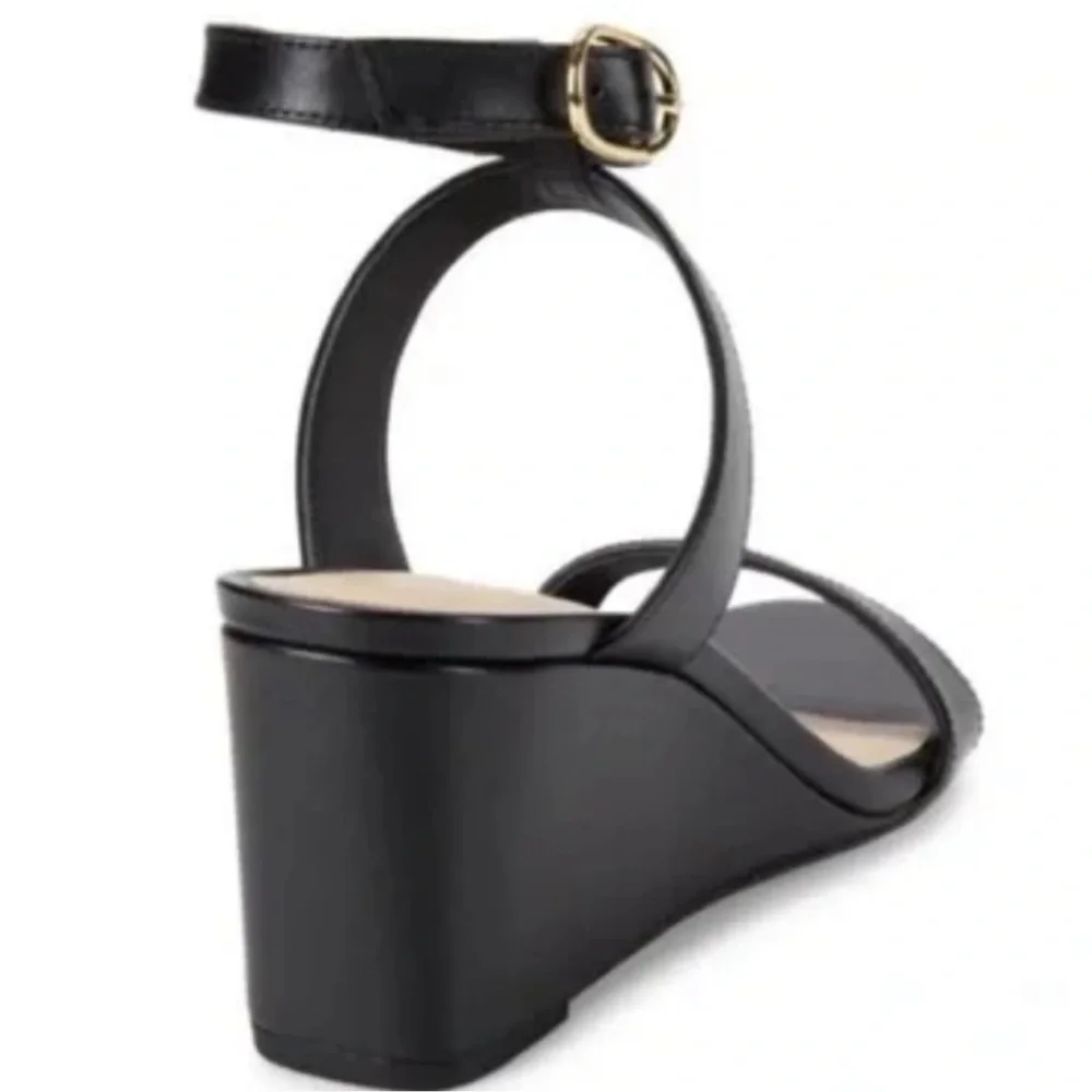 🌹STUART WEITZMAN🌹 Ave Strappy Wedge Sandals In Black Size: 7.5 - Picture 4 of 15
